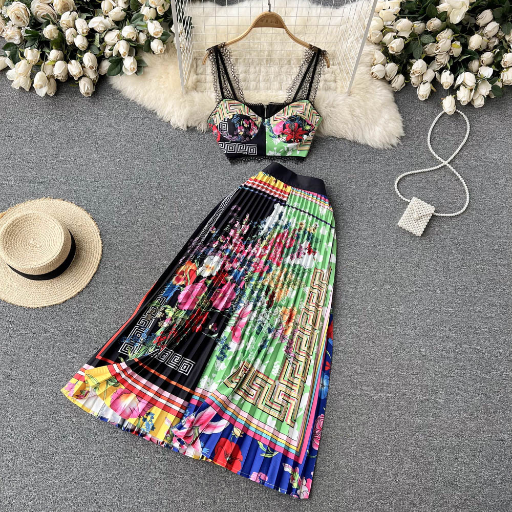 

Summer Two Piece Dress Sets Women Sexy Strapless Fashion Dots Print Short Chiffon Shirt And High Waist Mermaid Long Skirt Suit 2022 Beach Boho Vacation Designer Sets, White