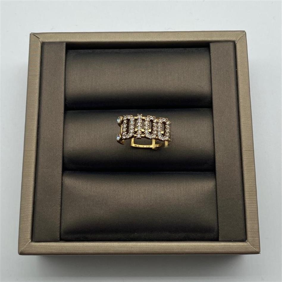D family Dijia letter inlaid diamond opening fashion temperament versatile ring and ring ornament femalej208R