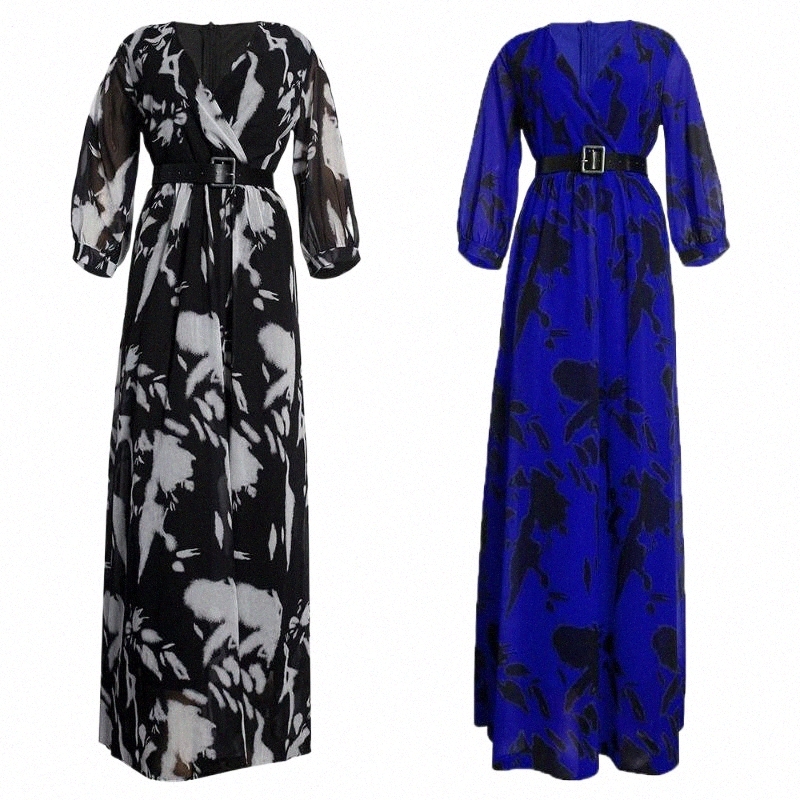ethnic Clothing MD Vetement Femme 2021 Kaftan Dress African Print Chiffon Dresses For Women Long Sleeve Robe Marocaine Party Cosplay Costume v9Xy-image-792014393