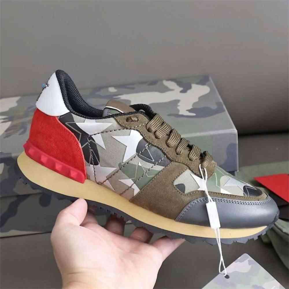 

Rockrunner Camouflage Sneakers for Men runners casual flat shoes high quality Chaussures Sneaker Genuine Leathe Valentinoe''Valentinoity fhN, Color 10