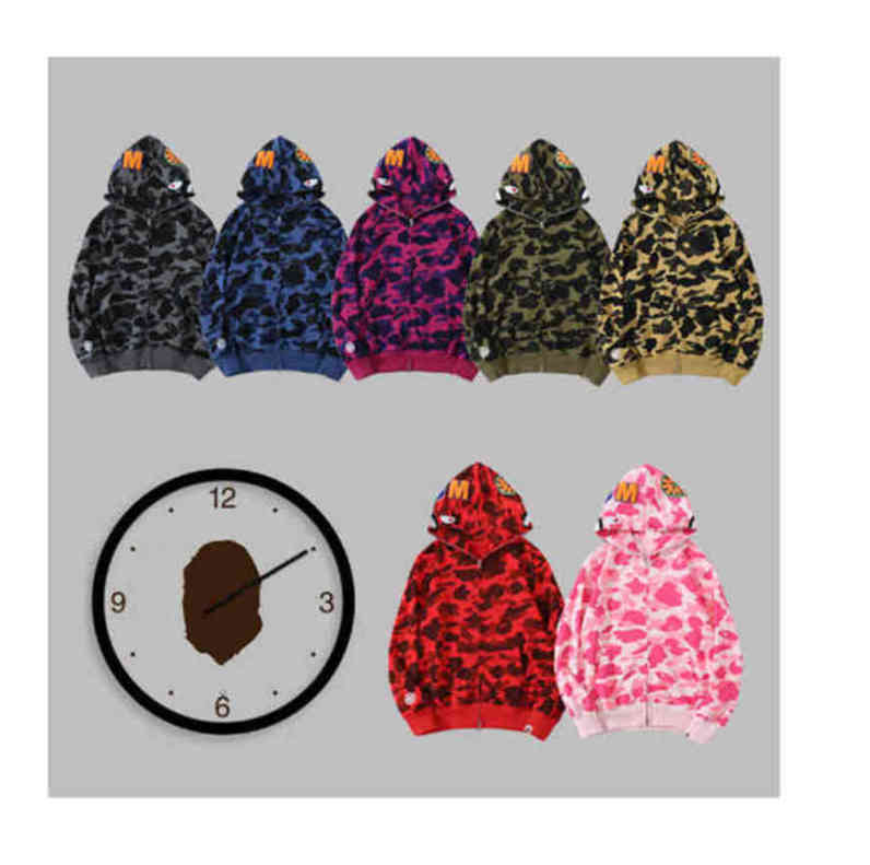 

Designer Luxury Camo Zip-front Shark Men Hoodie Camouflage Print Sweatshirt Cardigan Hoodies Hip Hop Letters Long Sleeve Plush Mens Woman 1