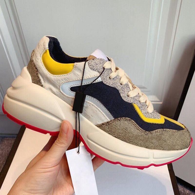 

2022 new luxury brand designer G family daddy shoes women's thick sole plus height retro color matching couple casual sports men's shoes, Box