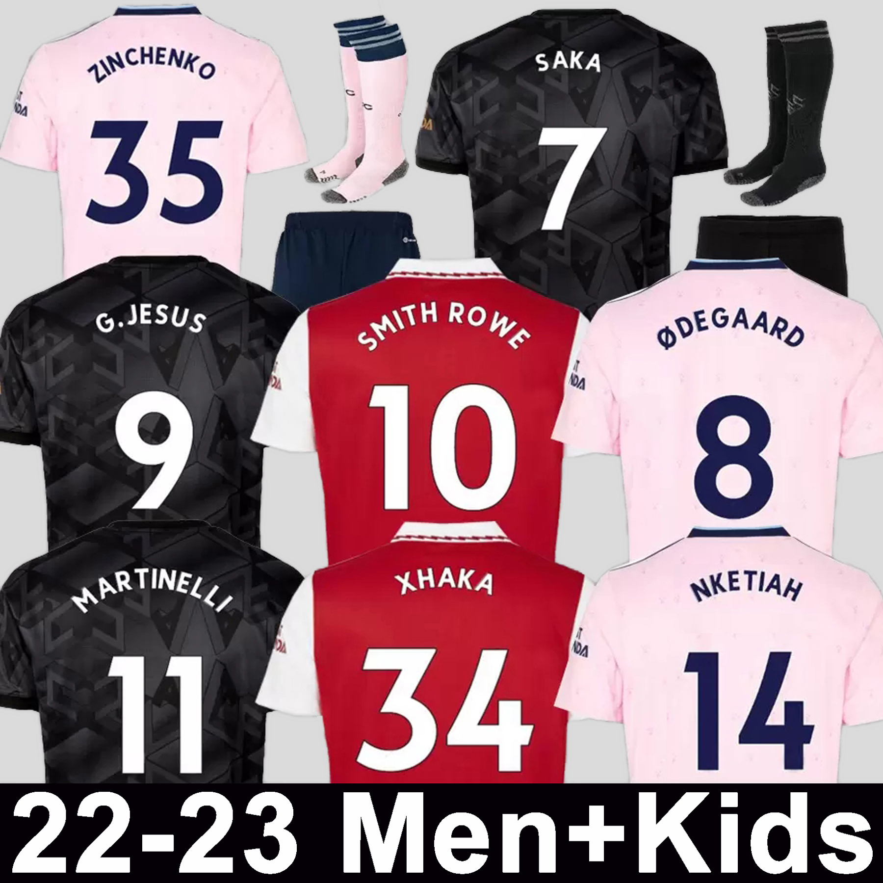 

SMITH ROWE G.JESUS SAKA soccer jersey SALIBA 22 23 Fans Player version ODEGAARD NKETIAH MARTINELLI TIERNEY 2022 2023 football kits shirt Men Kids sets uniforms, 22 23 away aldult player