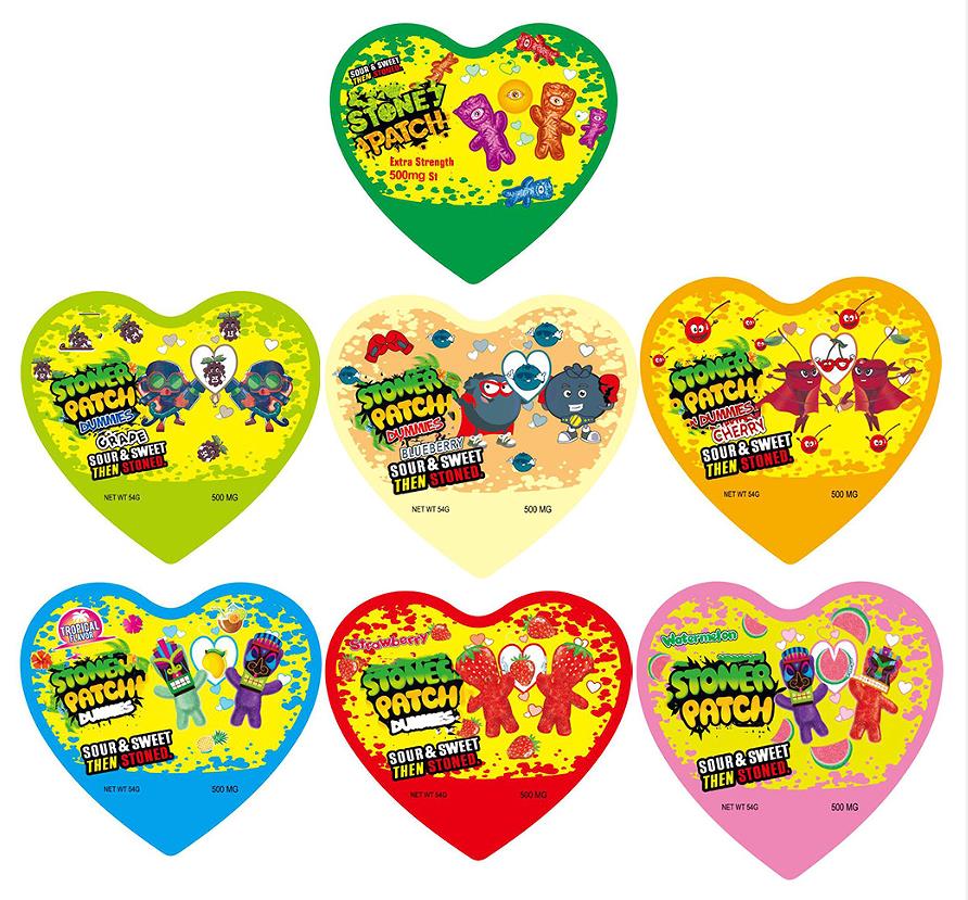 

empty sour gummies edible Special-shaped bags ziplock smell proof patch tropical edibles candy gummy mylar bag