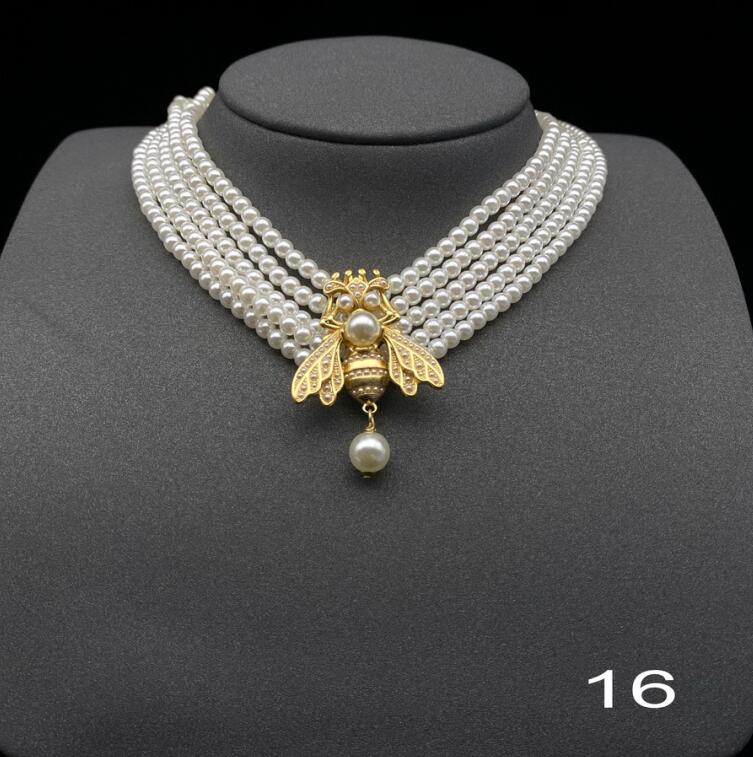 

New designed Fashion love pendant necklace Brand D letter diamonds temperament women pearl earrings bracelet 18K gold plating ring Designer jewelry sets ND-104