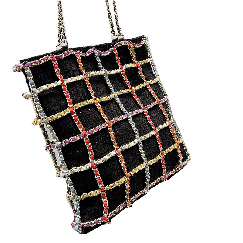

22 Womens Tweed Shopping Bags Colorful Starp GHW Charms Large Capacity Shoulder Handbags 36CM, Box