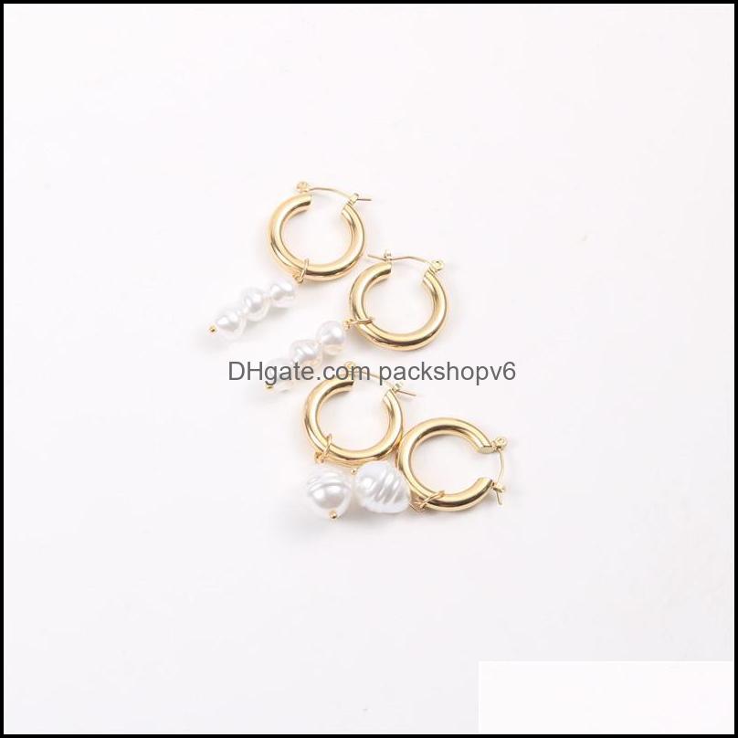 Hoop Hie en acier inoxydable Goth Baroque Perle en forme de boucles d'oreilles G←om←trie conception or pour les accessoires de mariage pour femme