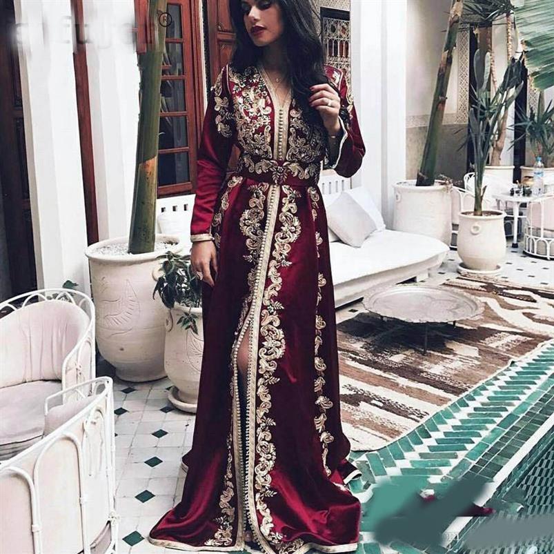 

Burgundy Moroccan Kaftan Evening Dresses Long Sleeves Lace Appliques Muslim Prom Dress Arabic Muslim Special Occasion Formal Party255b, Silver