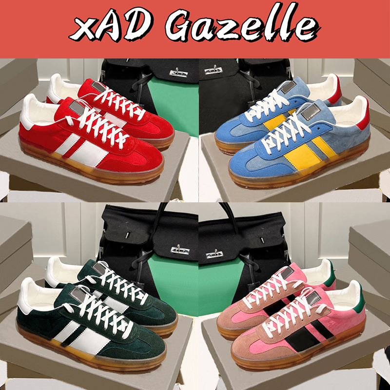 

Top xAD Gazelle Sneaker mens casual shoes Red blue green pink Velvet silk White suede "Beige Ebony Canvas fashion designer sneakers low men women trainers EUR 35-44, Shoe box