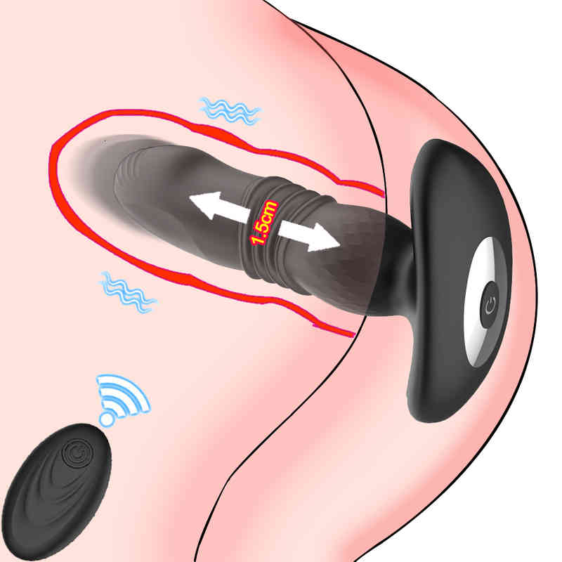 Vibrator Penis Cock Thrusting Vibrating Anal Plug Wireless Remote Telescopic Male Prostate Massager Sex Toys for Women Dildo Men Ass Buttplug-image-792051133