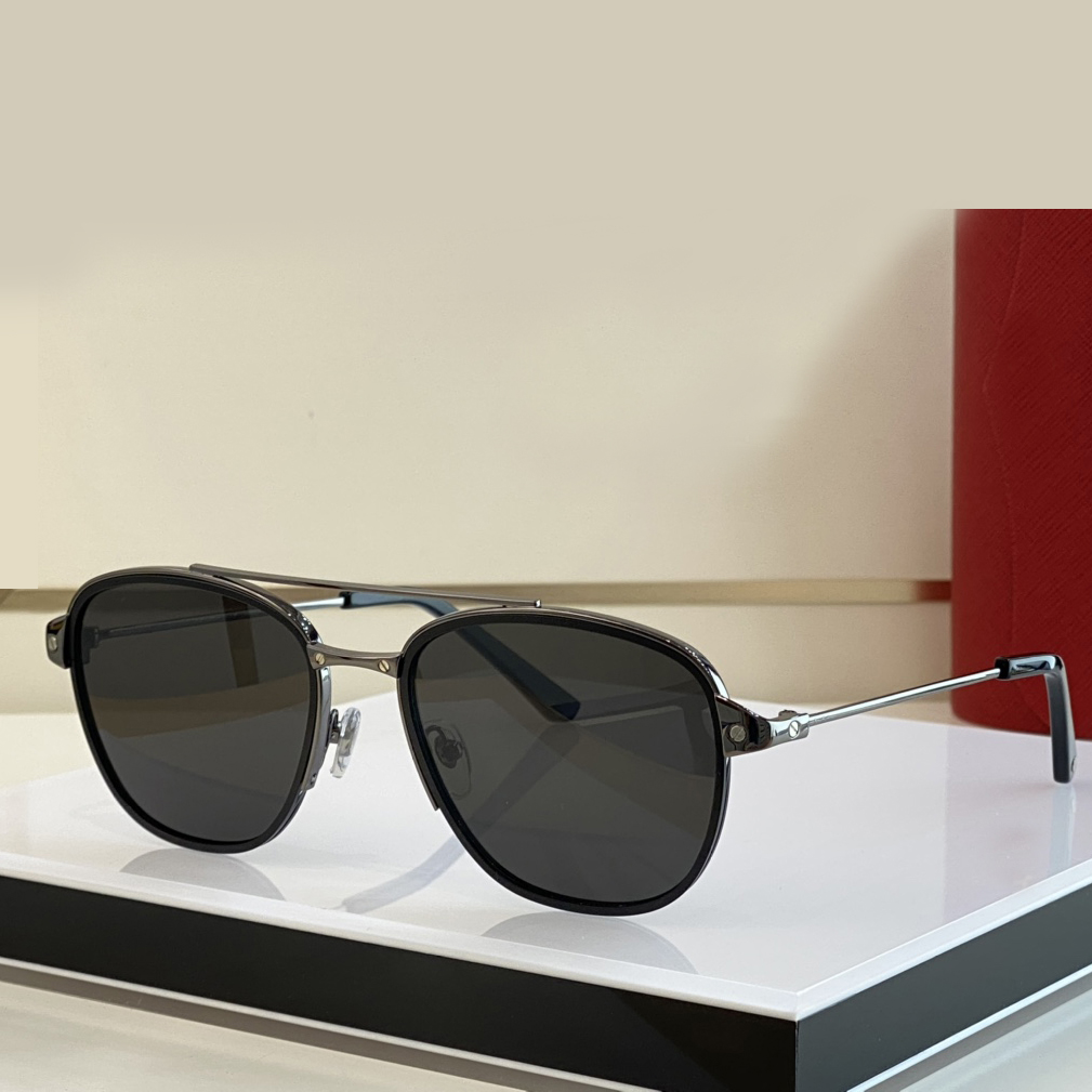 

Ruthenium/Dark Grey Squared Sunglasses for Men Sonnenbrille Occhiali da sole UV400 Eyewear with Box