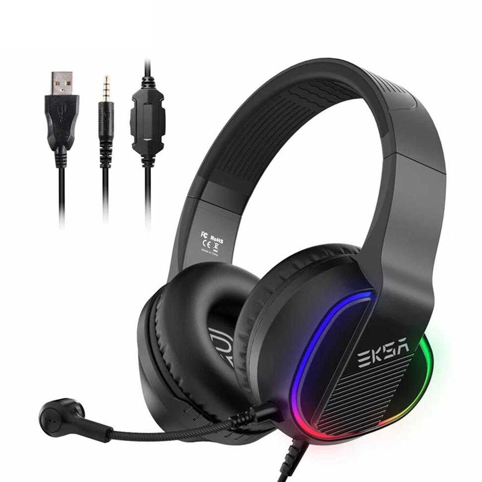 

EKSA E400 Gaming Headset Gamer 3 5mm Stereo Wired Headphones with Microphone RGB LED Lights For PS4 PC Xbox One Nintendo Switch288Q