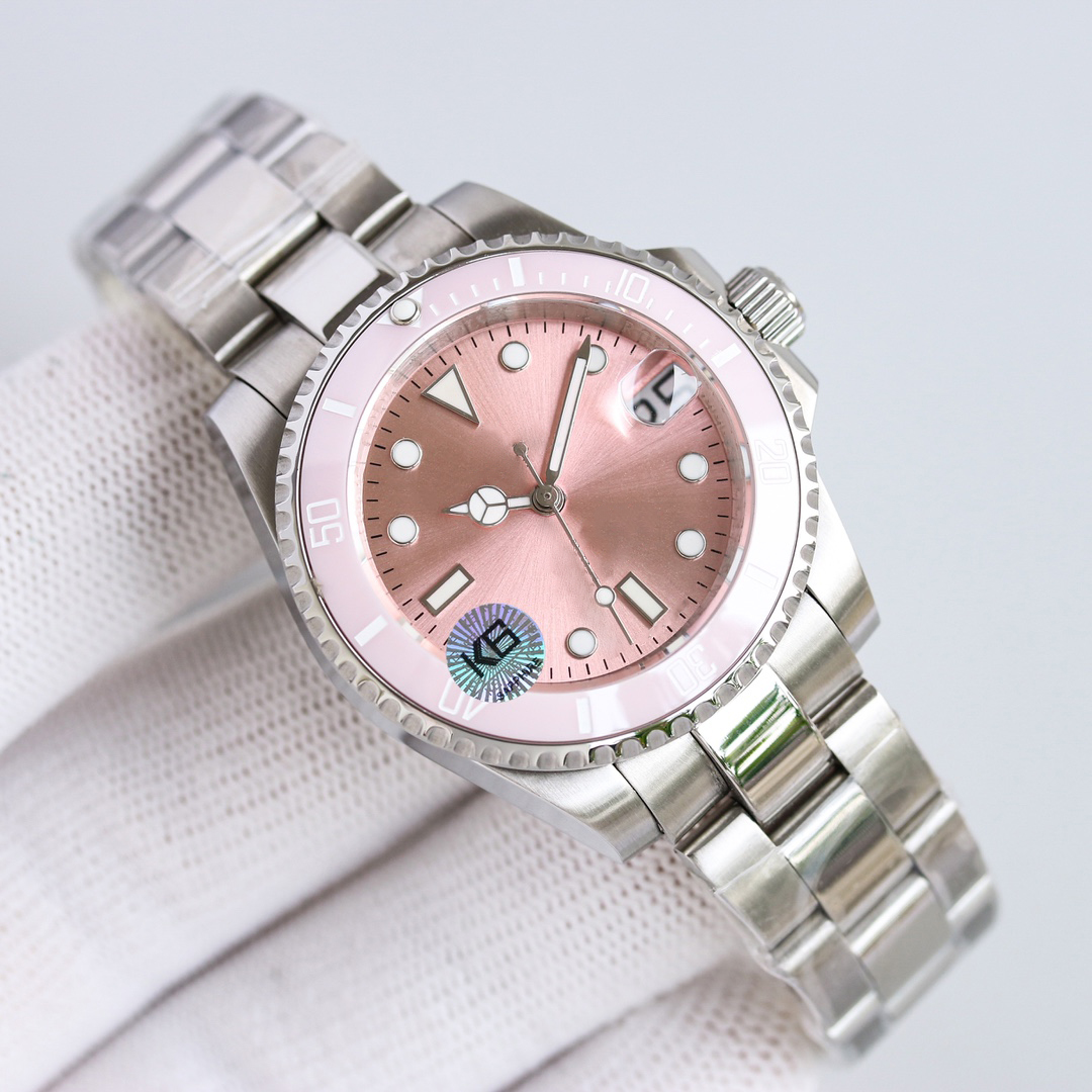 

SW Women's watch diver pink dial 35mm sapphire crystal glass 904L waterproof magnifying glass calendar original safety buckle super luminous automatic machine