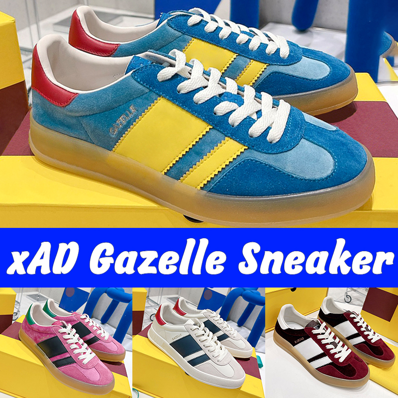 

Designer xAD Gazelle Casual Shoes Mens Sneaker Pink Blue silk Green Red Velvet White suede Beige Ebony Canvas Luxury Men women sneakers top quality fashion trainers, Shoes box