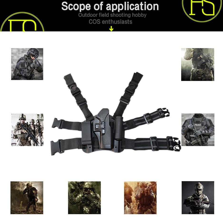 

Factory direct outdoor tactics 1911 pistol holster M92 hard plastic leg sets G17 fast holster229z, Black