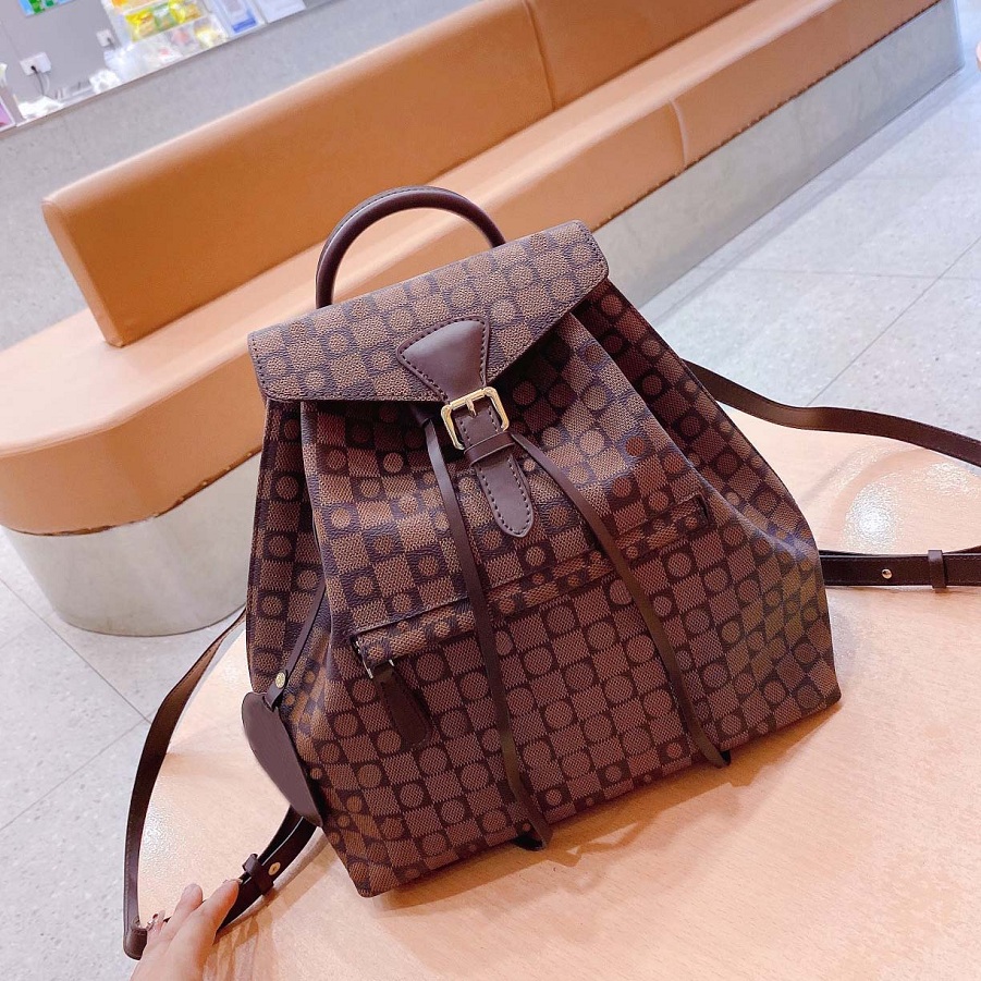 Designer backpack Luxury bag Brand Purse Double shoulder straps backpacks Women Wallet Real Leather Bags Lady Plaid Purses Duffle Luggage by bran