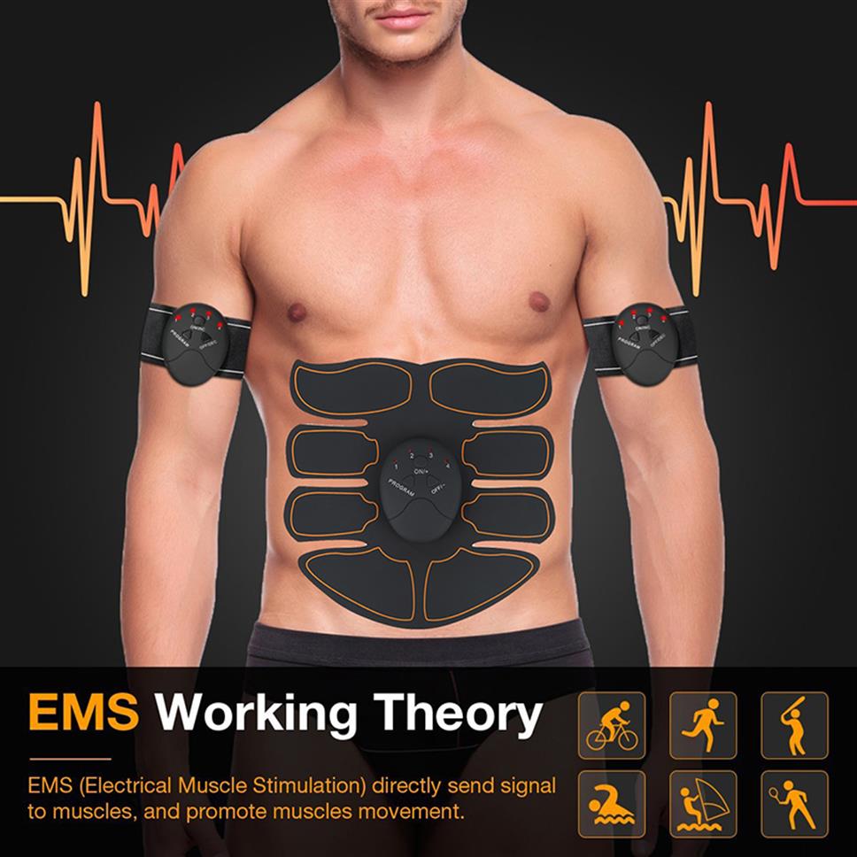 

New EMS Abdominal Muscle Exerciser Trainer Smart ABS Stimulator Fitness Gym ABS Stickers Pad Body Loss Slimming Massager Unisex230s