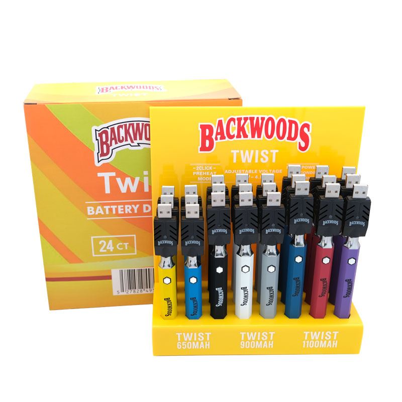 

Backwoods HexagonTwist Preheat VV Battery 650/900/1100mAh Adjustable Voltage 3.3V-4.8V With Wireless USB Charger Vape Pen Kits For 510 Thread Thick Oil Cartridge, Multi colors