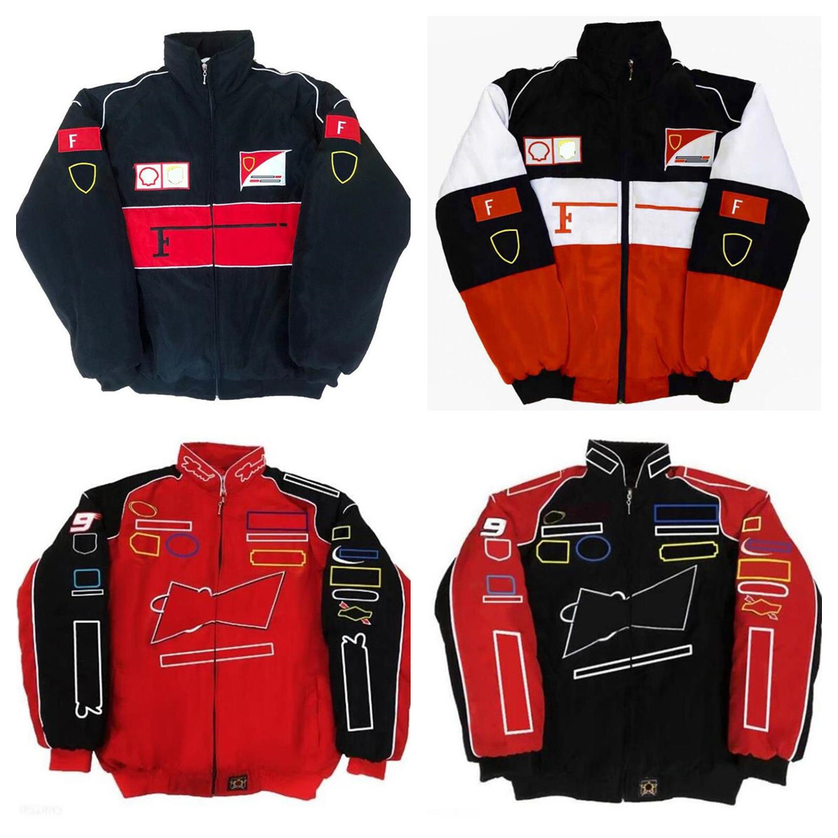 

F1 team racing padded jacket full embroidered logo autumn and winter jacket