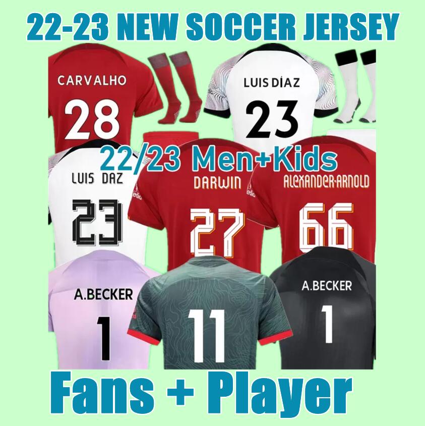 

22 23 season home soccer jerseys 2022 2023 Mohamed FIRMINO Diogo A.BECKER Luis DIaz football shirts men kids kits uniforms Minamino Alexander Arnold HOME DARWIN 27, 12