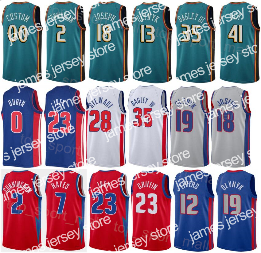 

24 Screen Print Men Youth Basketball Jaden Ivey Jersey 23 City Earned Cade Cunningham 2 Killian Hayes 7 Saddiq Bey 41 Cory Joseph 18 Hamidou, Red