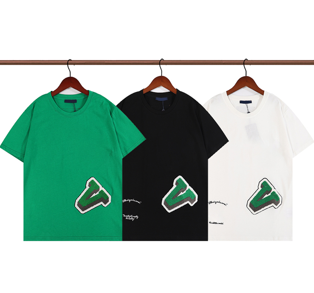 

2022 Designers T-shirts Fashion T Shirts Mens Women Autumn winter letter With short sleeves Thousands of needle Towel embroidery Behind consists Luxurys Vuiiton