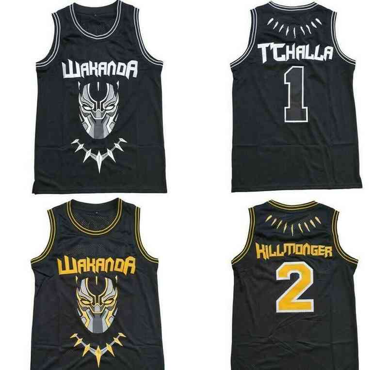 

The BLACK PANTHER JERSEY WAKANDA T'CHALLA Basketball Jersey Erik Killmonger MOVIE Costume Shirt Double Stiched, #1 t'challa