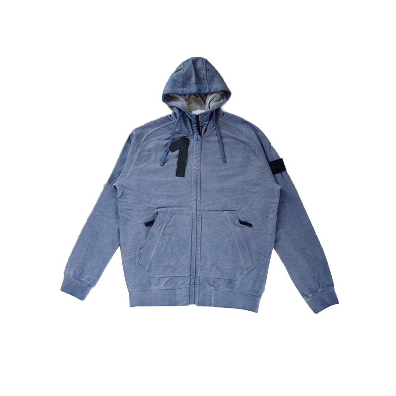 

20FW 62190 Dust Zipper Sweatshirt Spring and Autumn New Men's Spray Salad Chain Hoodie, Blue-62190