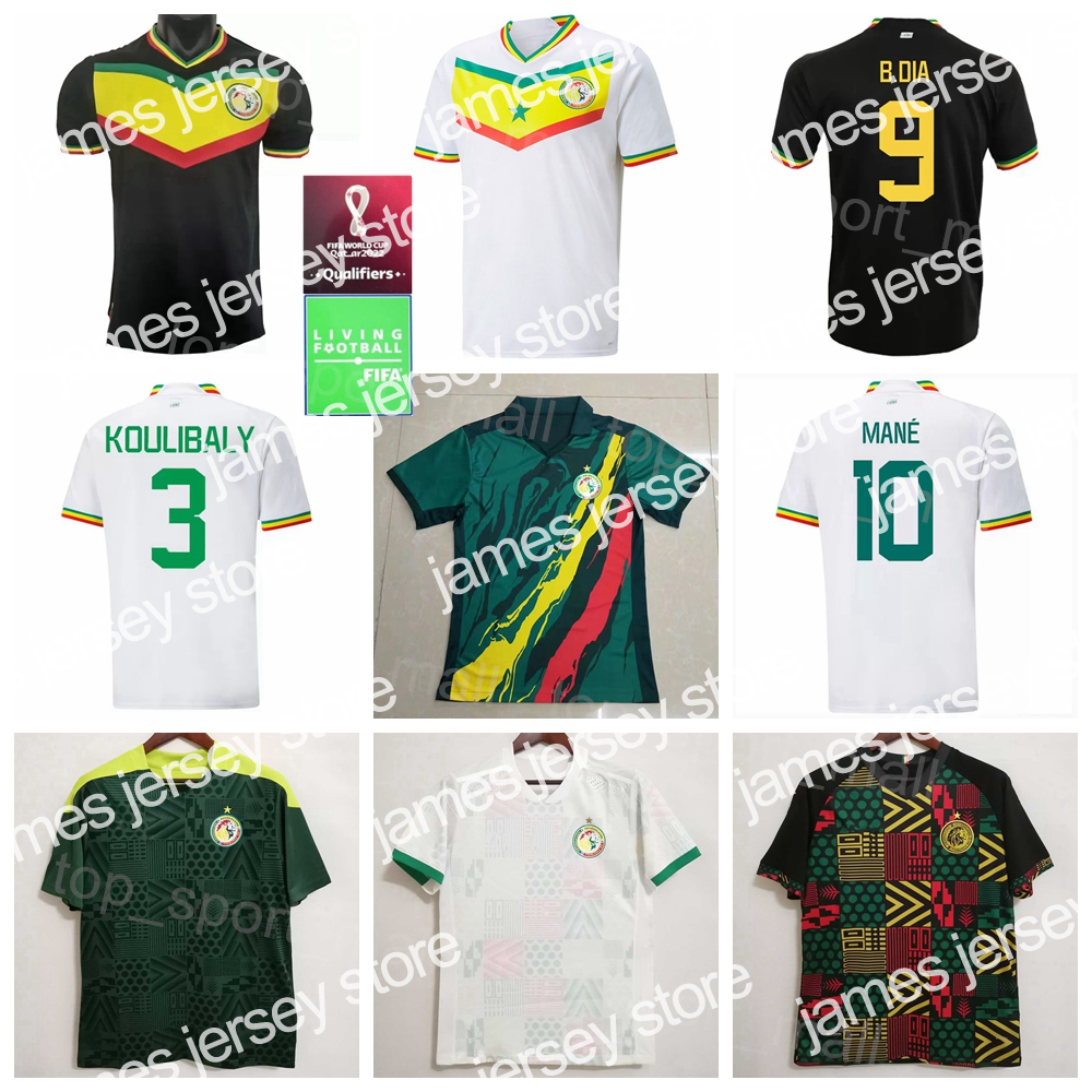 

24 National Team 2022 Qatar World Cup Senegal Soccer 5 Idrissa Gueye Jerseys 19 Famara Diedhiou 10 Sadio Mane 20 Badou NDiaye 3 Kalidou, With patch