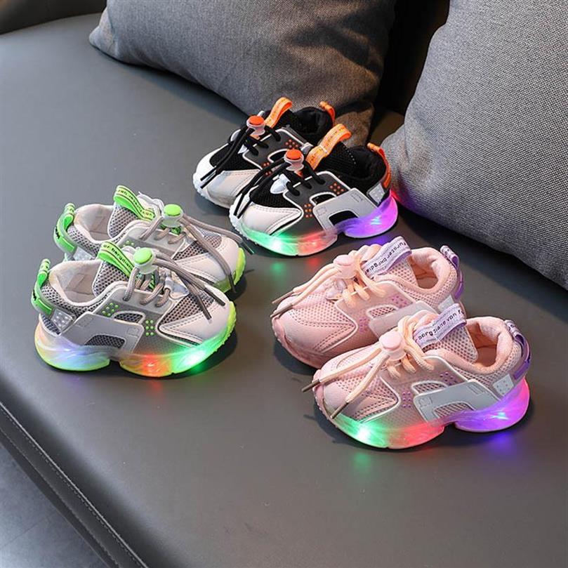 Baby Athletic Kids Chaussures Enfants Sneakers Girls Boys chaussures Enfant Spring Automne LED COURANT COURANT SPORTS MOCCASINS Soft B7415248207H