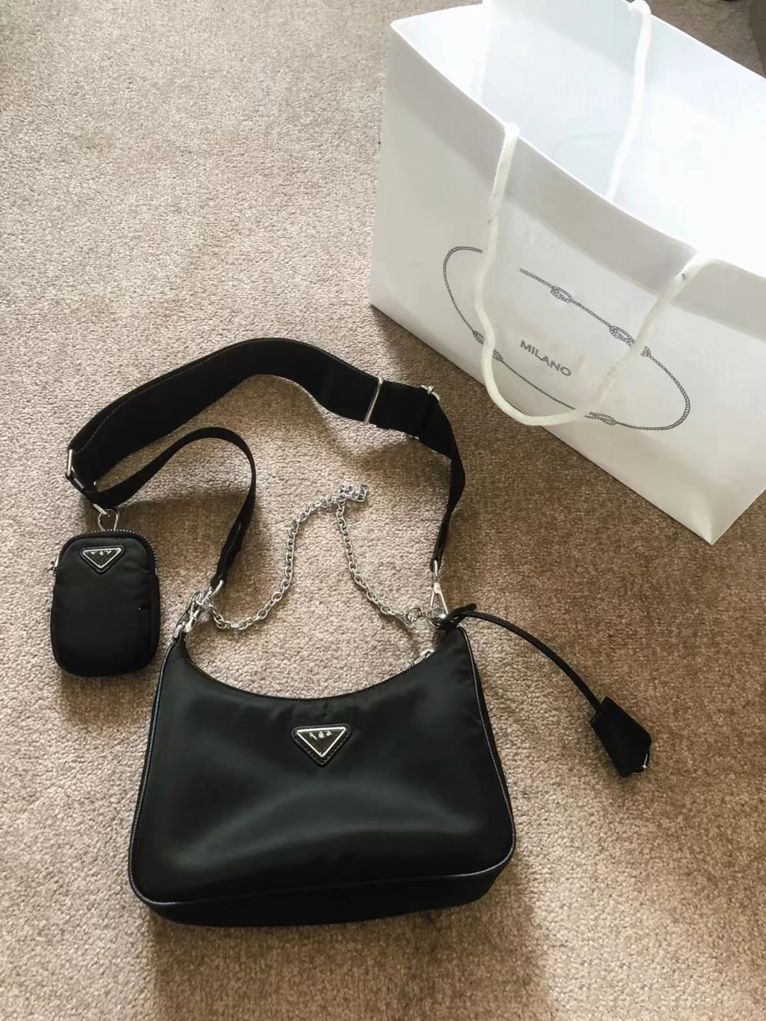 

Designer cross body luxury Nylon handbag bags women's handbags fashion with inverted triangle lady straddle shoulder bag high quality wallet 9 colors, Make up for price