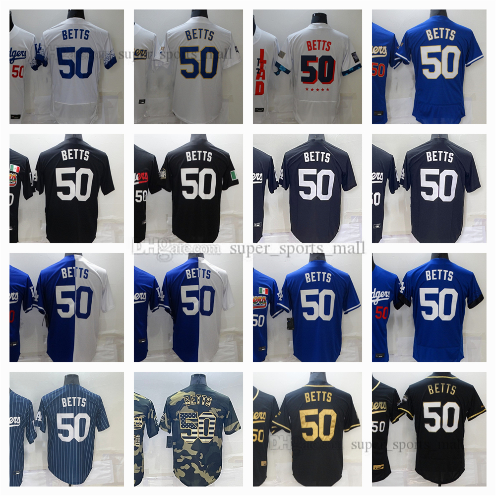 

50 Mookie Betts Baseball Jersey 2022 White Green Blue Stitched Jerseys Men Women Youth Size S--XXXL, As picture