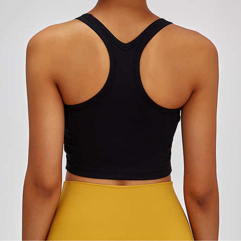 

NWT LU-117 Women Sports Bra Yoga Vest Underwear Gym Workout Running Push-up Athletic Shock Proof Crop Tank Top Solid Fitness Clothing, Black