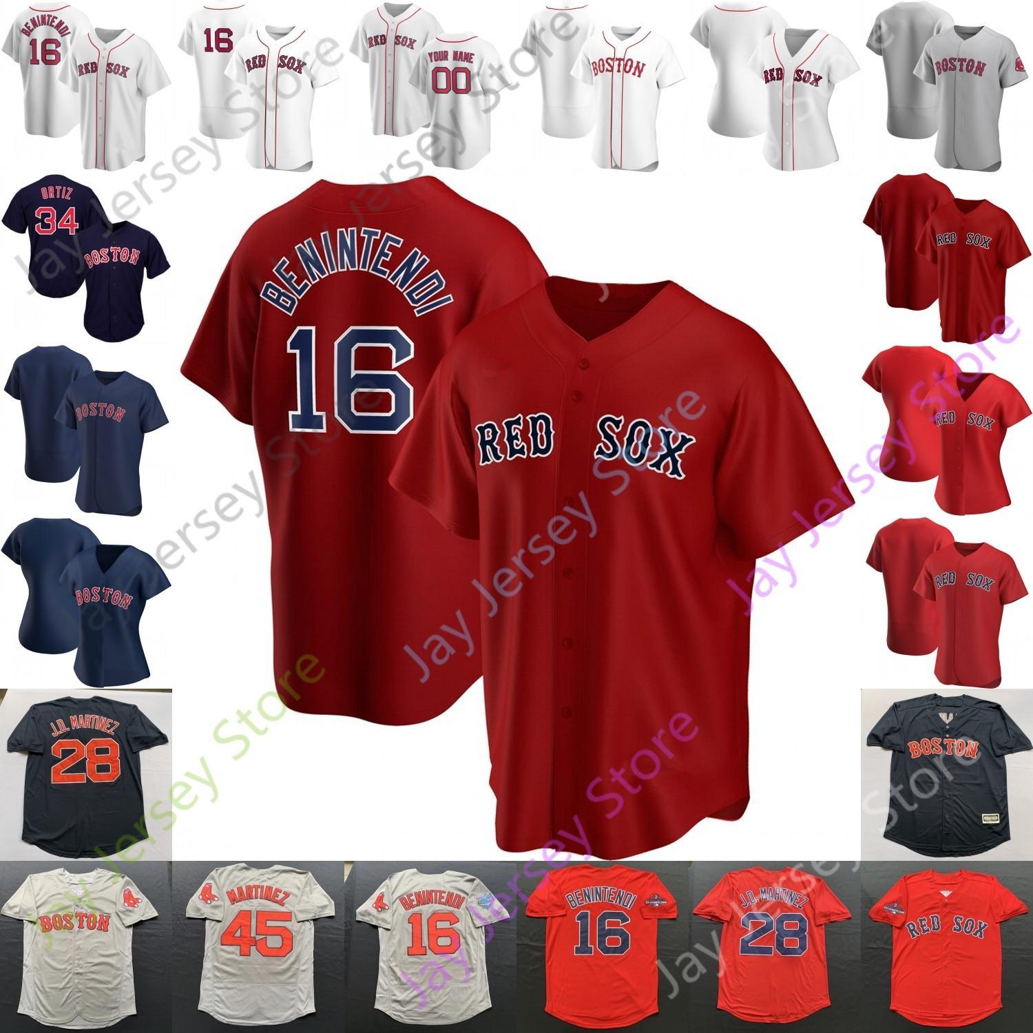 

College Wears Boston Jersey J. D. Martinez Chris Sale Johnny Damon Kevin Youkilis Nomar Garciaparra Luis Tiant Ted Williams Pedro Martinez W, Women 2020 white