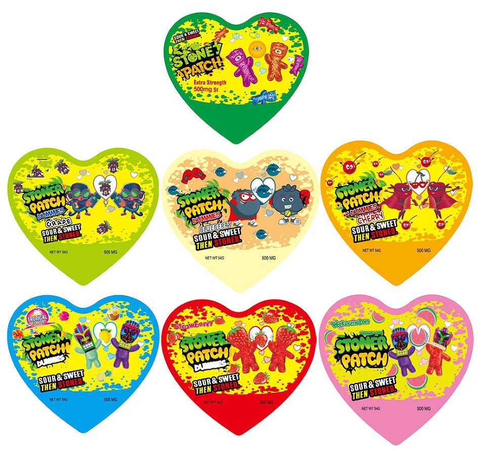 

Stoner patch Special-shaped bag sour gummy edibles bags grape strawberry cherry mylar package wholesale