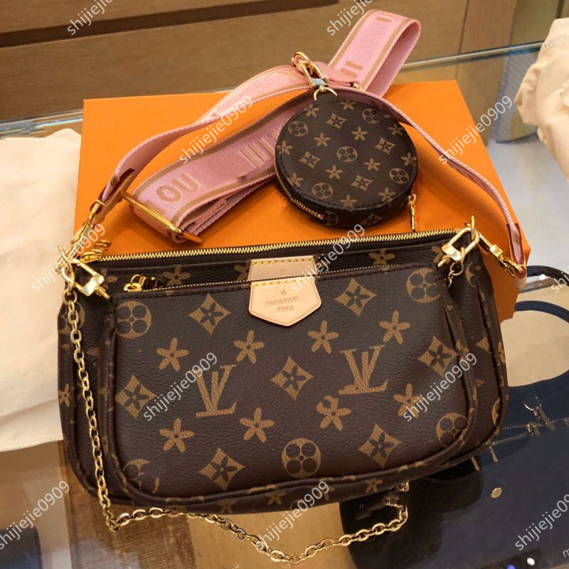 

Evening Bags High Quality 3pcs set Luxurys Designers Purse Woman Fashion Monogrames Chain Crossbody Shoulder Bag, Red