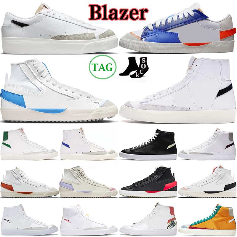 

2022 Blazer Mid 77 Vintage Blazers Jumbo Low Casual Shoes Men Women Black White Multi Color White Indigo Pine Green University Blue Mens, Cool grey