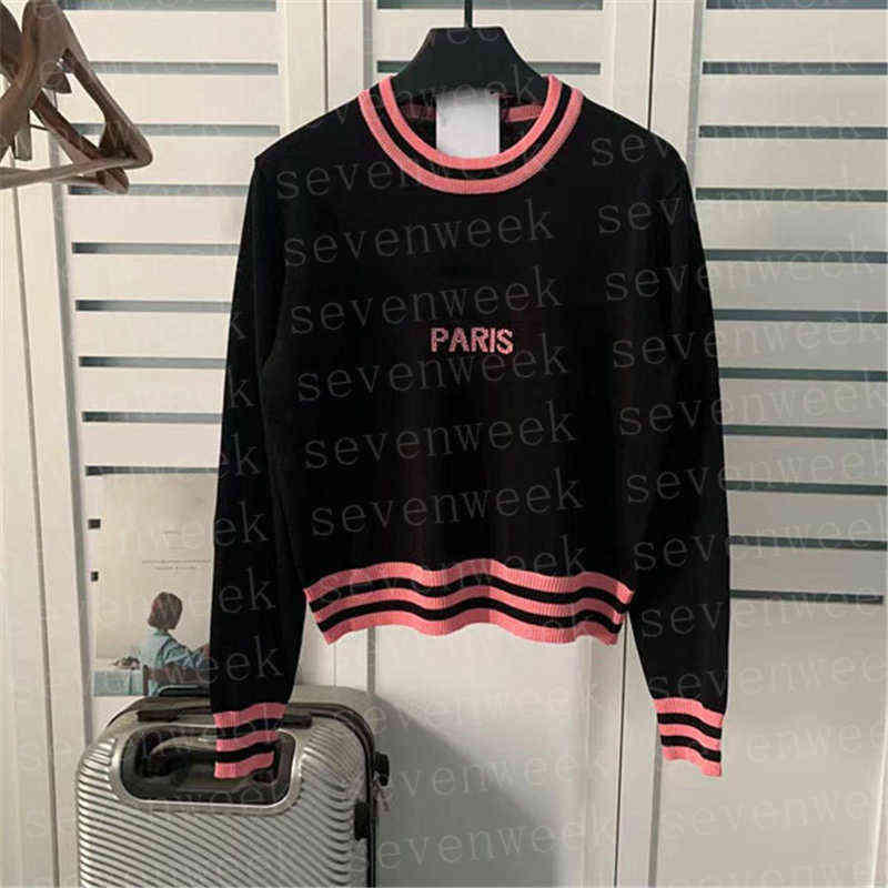 

Jacquard Letters Women Knitted Sweaters Pullover Womens Clothing Long Sleeve Female Sweatshirts For Autumn, Black white letter
