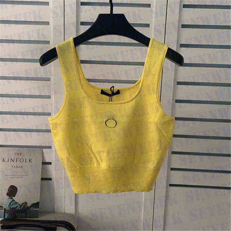 

Summer Knits Vest T Shirts For Women Classic Letter Girls Tops Tees High Quality Womens Clothing, Yellow