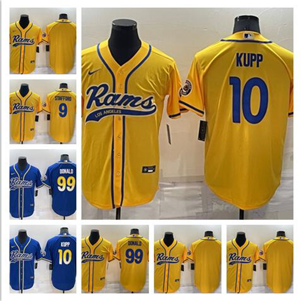 

Jersey Los Angeles''Rams''Men women youth 10 Cooper Kupp 9 Matthew Stafford 99 Aaron Donald blue Cool Base Stitched Baseball Football Jersey, Shown