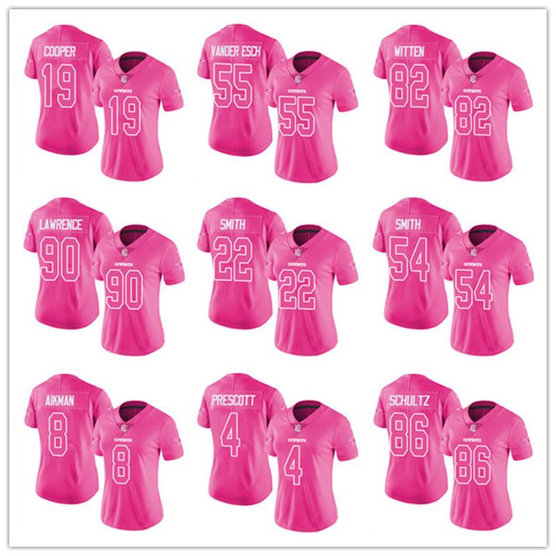 

Jersey Dallas''Cowboys''WOMEN Dak Prescott Pink Football Rush''nfl, 18