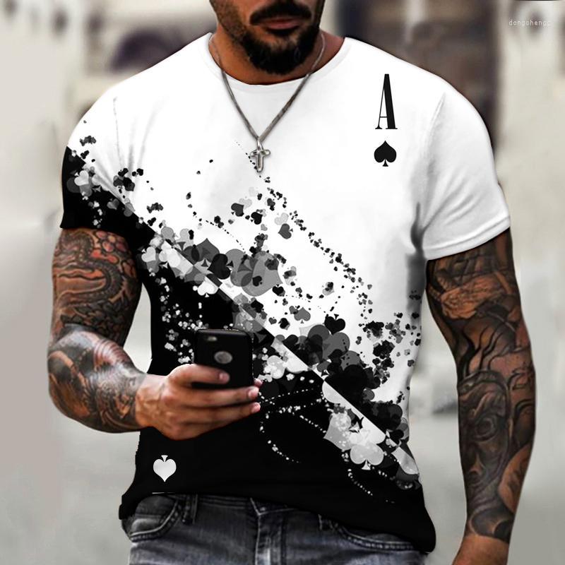 Men's T-Shirts Summer Street Men 3D Card Printed Fashion Loose Clothes Quick-drying Large Size Casual O-Neck Tops TeesMen's