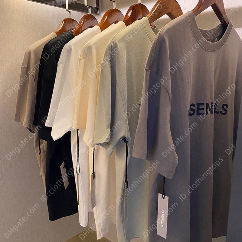 

T Shirt Essentials T-shirt Men Summer High Quality Cotton Loose Tees Rubber Letter Print Hip Hop Unisex Ovesized Sports T-shits, X13
