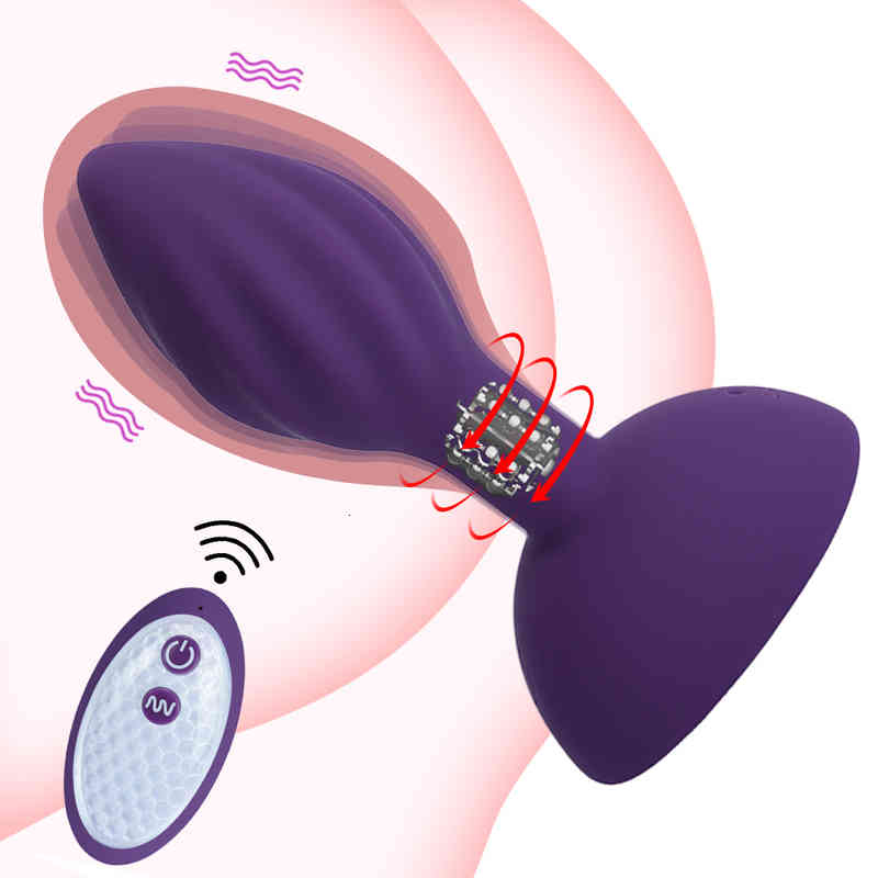Vibrator Penis Cock Rotating Butt Plug Vibrators y Men Prostate Massager Wireless Remote Control Rotation Anal Beads Sex Toys for Adult