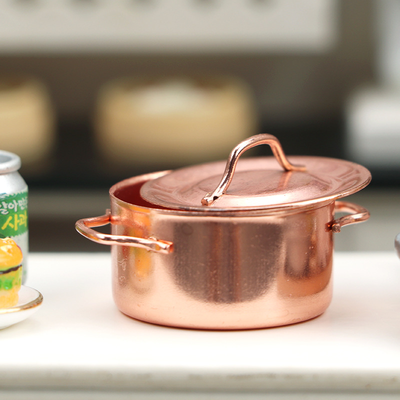 

Dollhouse Miniature Metal Cooper Pot Kitchenware Craft Tools 1222900