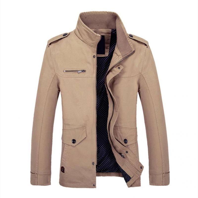 Vestes pour hommes de haute qualité Casual Hommes Veste Fermeture à glissière Bouton Décor Slim Fit Automne Printemps Manteau Jacketmen
