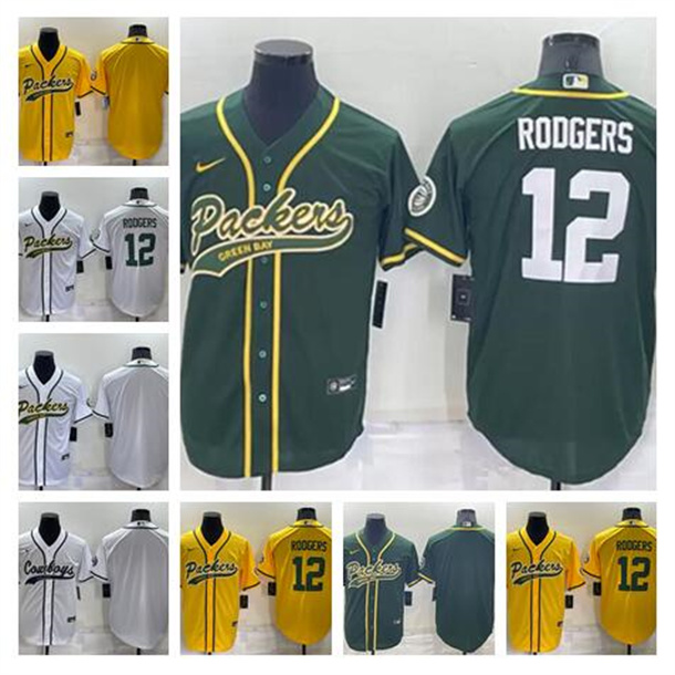 

Jersey CUSTOM Green Bay''Packers''Men women youth Aaron Rodgers Green white Cool Base Stitched Baseball Football, Shown