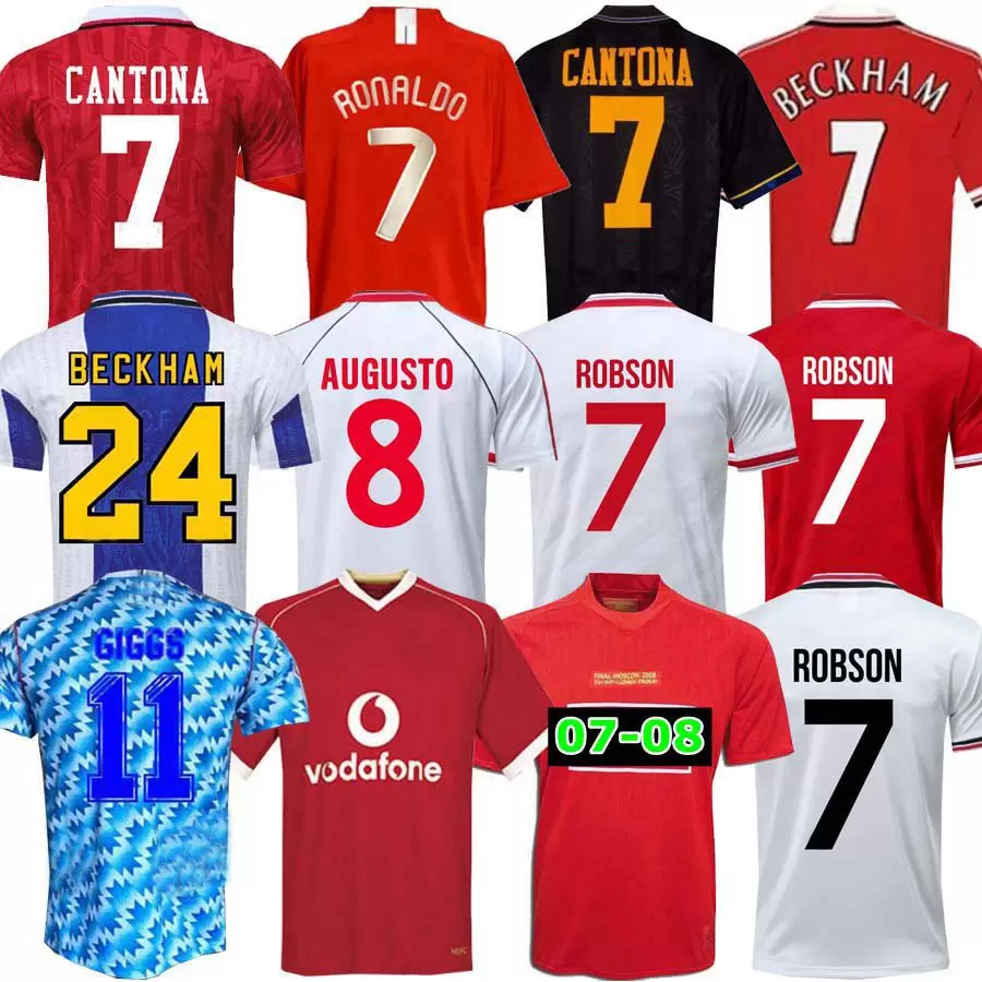 

07 08 90 92 96 98 99 Retro final home away soccer Jersey 1994 1996 1998 BECKHAM CANTONA KEANE SCHOLES GIGGS ROONEY SOLSKJAER Jerseys, 1986 home