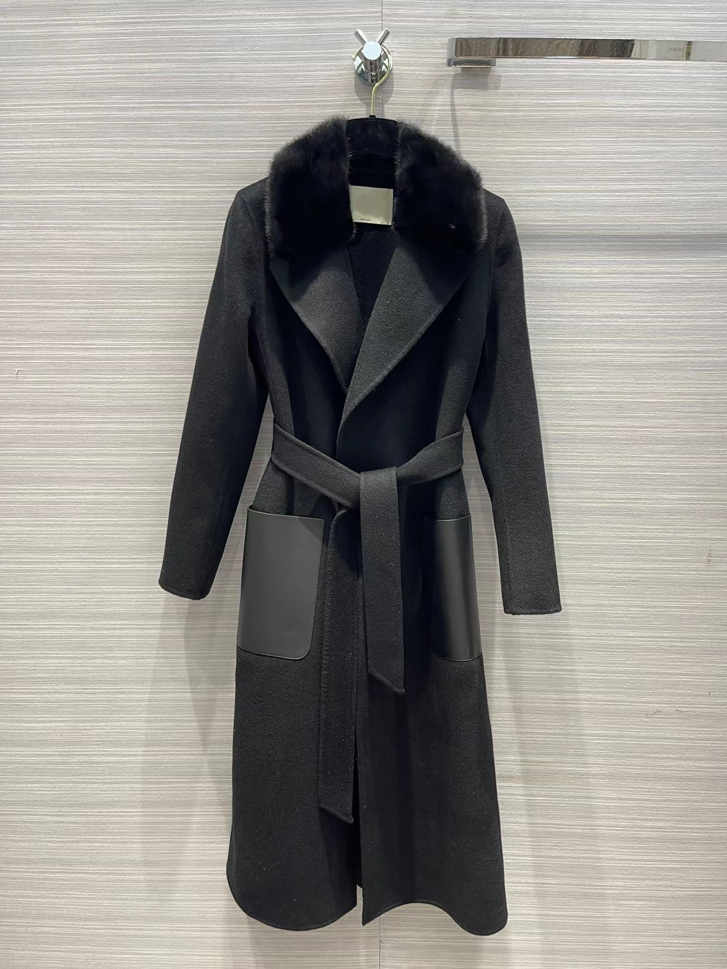 

Milan Runway Women' Wool & Blends 2022 New Autumn Winter Lapel Neck Long Sleeve Designer Coat Brand Same Style Outerwear 0821-3, Black