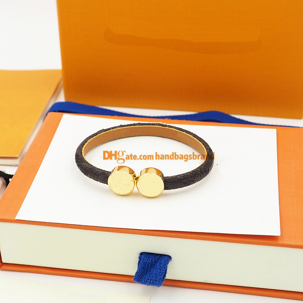 

HISTORIC Bracelets Fashion Classic Flat Brown brand designer Leather Bracelet for women and men Metal Lock Head Charm Bracelets earrings bracelets suit with box